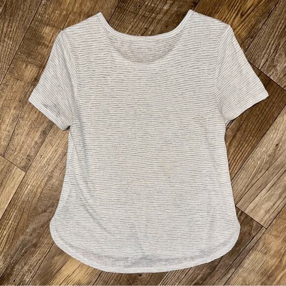 Athleta Breezy Scoop Neck Heather Grey Stripe Short Sleeve Tee Size XXS - Picture 8 of 10
